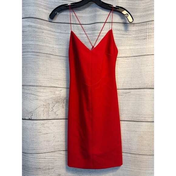 Likely Brooklyn Midi Dress Red Spaghetti Strap Cocktail Dress Size 6 - Picture 1 of 3